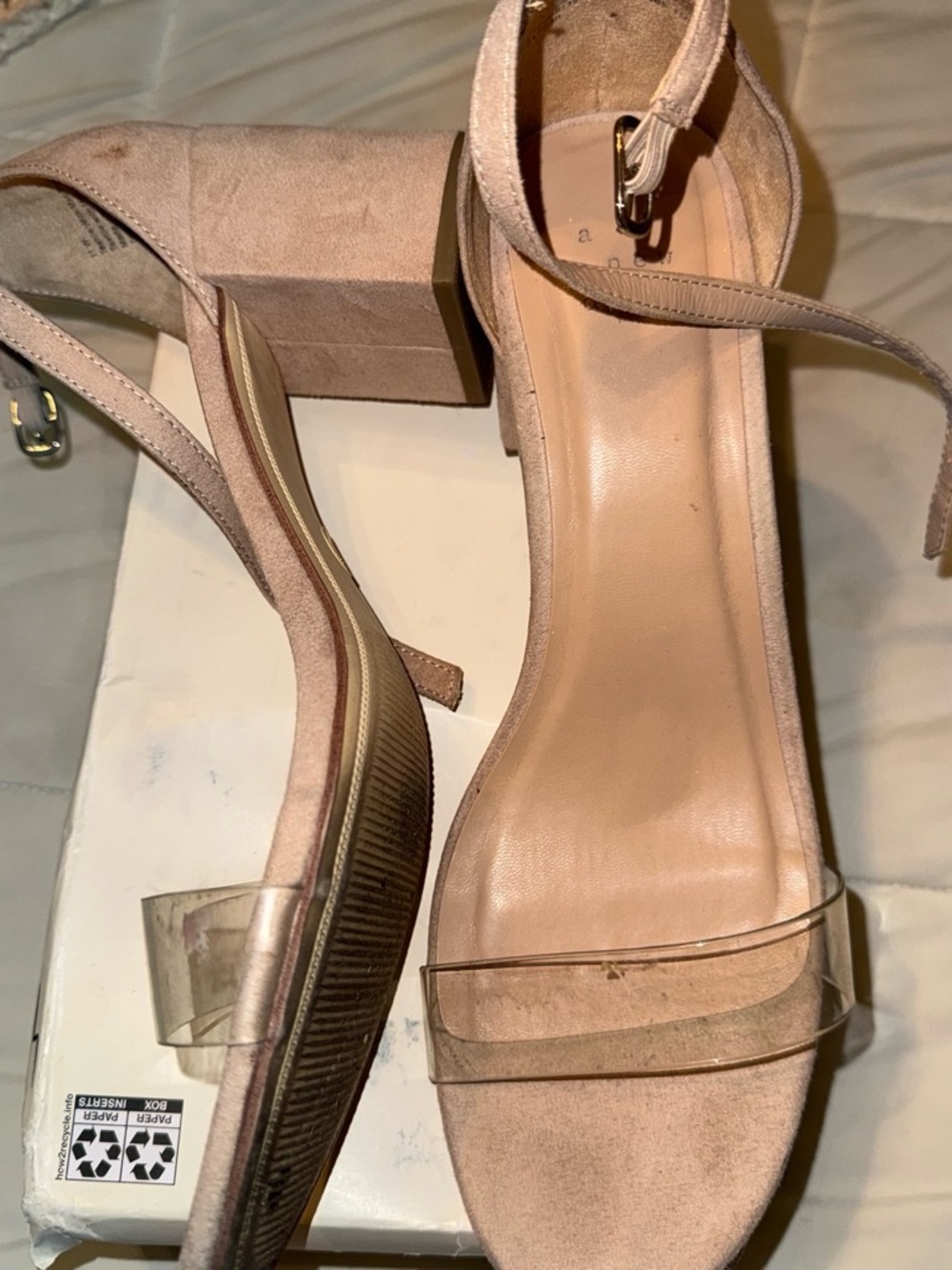 a new day Nude Block Heel Sandals with Clear Strap